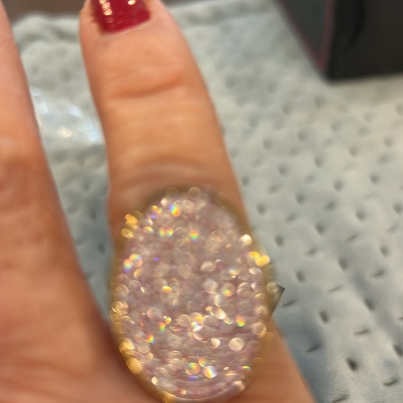 Magnificent Cubic Zirconia Pavé Oval Gold Vermeil sz 7 or Sterling Silver sz 6 - Picture 4 of 11